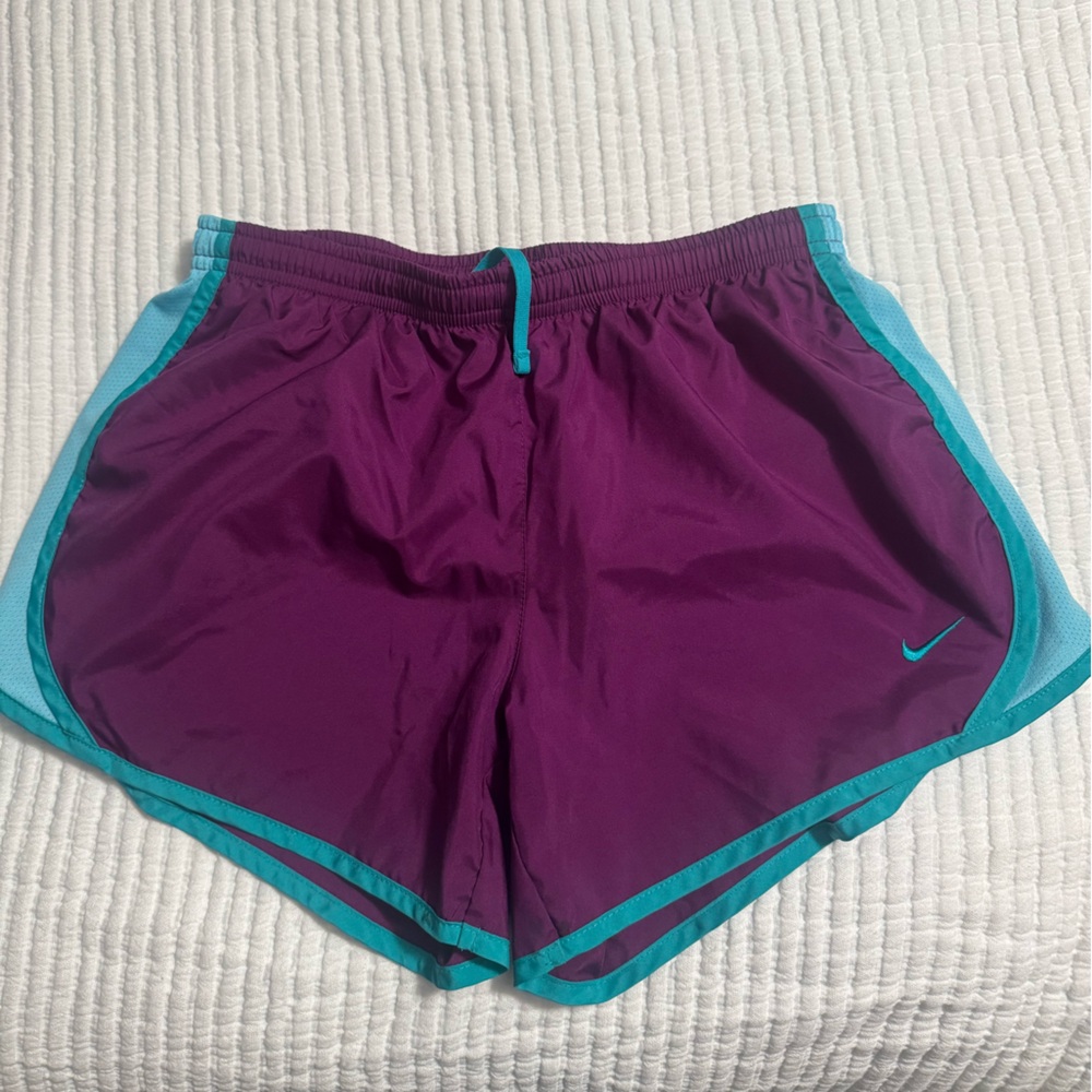 Nike Kids Purple and Teal Shorts (girls youth large)